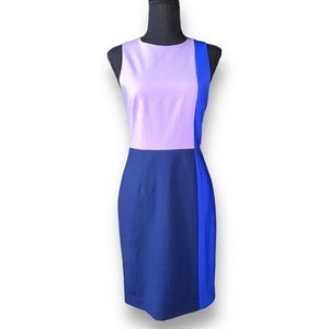 Diane Von Furstenberg | lavender, navy, royal blue color block shift dress